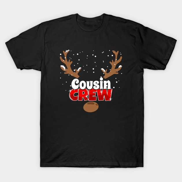 Christmas Cousin Crew Funny Reindeer Matching Pajamat T-Shirt by Acroxth